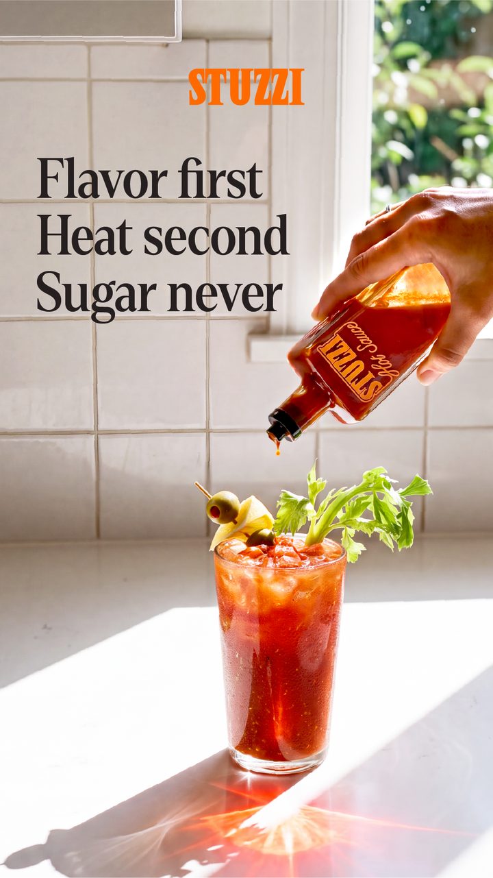 Stuzzi paid social story, Flavor first, Heat second, Sugar never